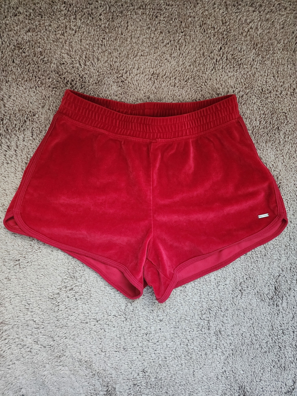 Hollister Bright Red Velour Running Shorts